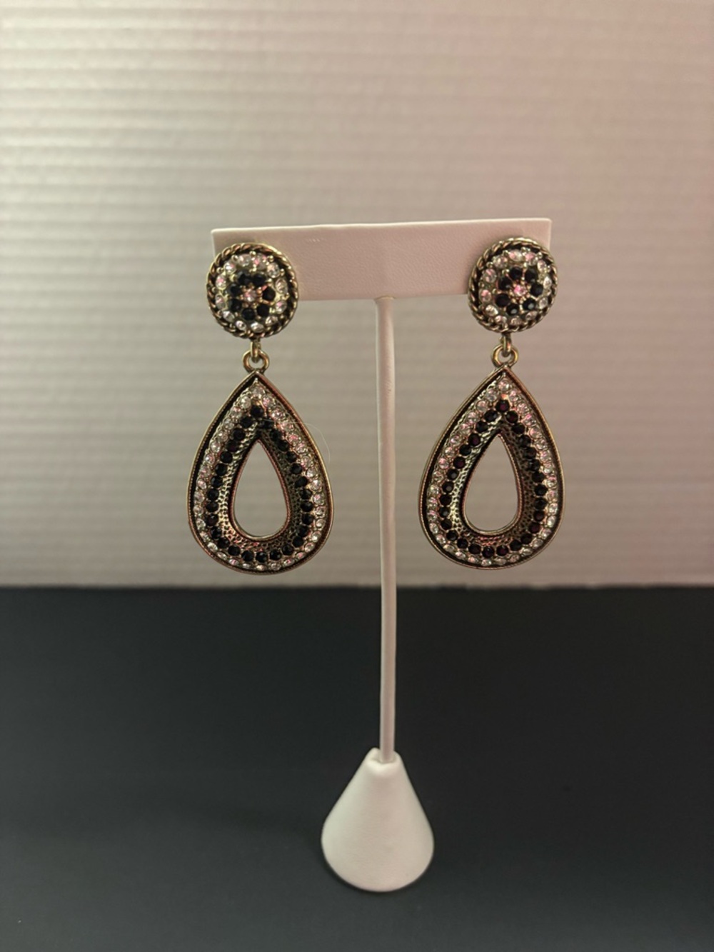 Black and Silver Teardrop Dangle Earrings